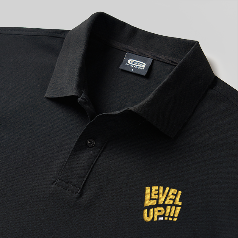 Level Up Geek Embroidered Polo Shirts