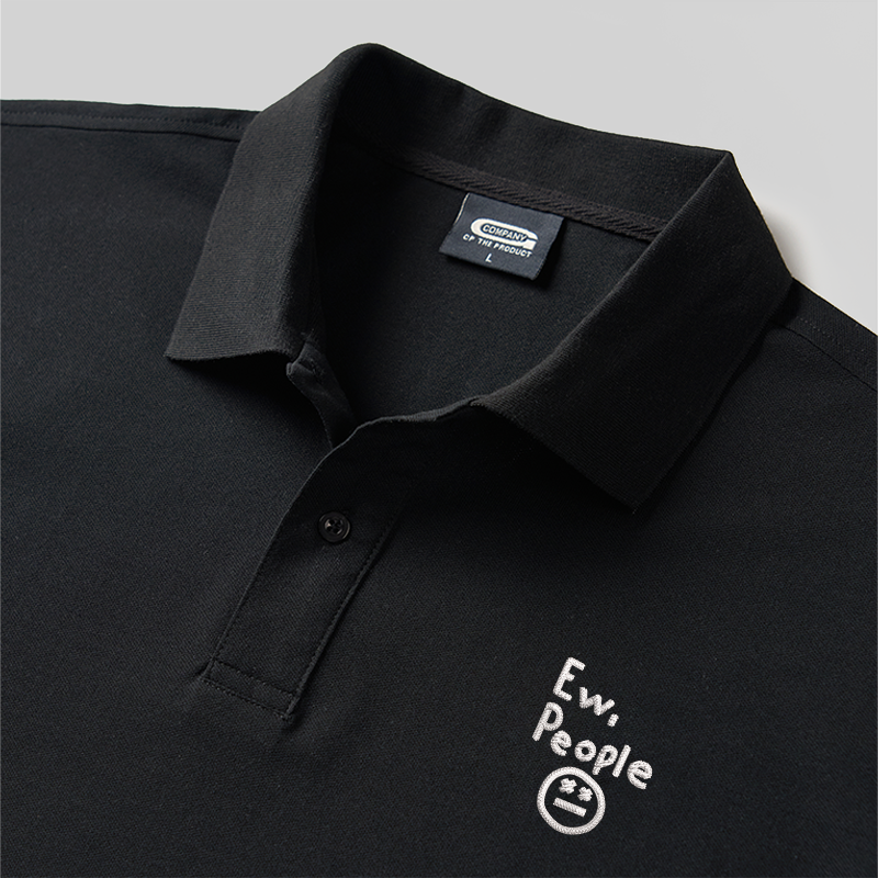 EW People Geek Embroidered Polo Shirts