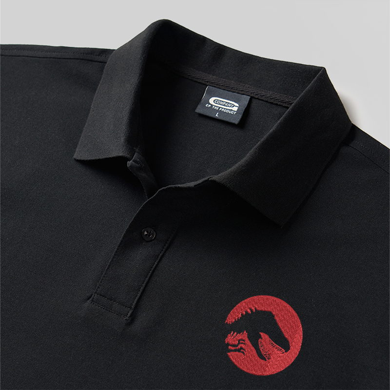 Jurassic Emblem Geek Embroidered Polo Shirt