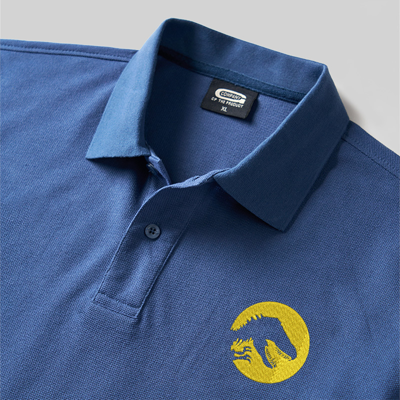 Jurassic Emblem Geek Embroidered Polo Shirt