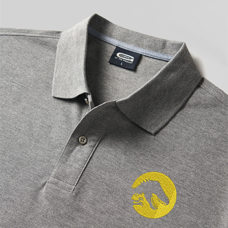 Jurassic Emblem Geek Embroidered Polo Shirt