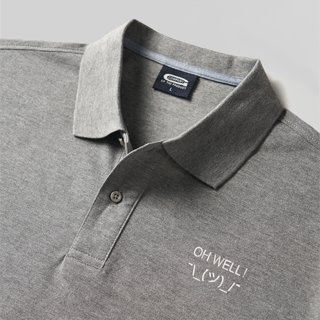 Oh Well Geek Embroidered Polo Shirt