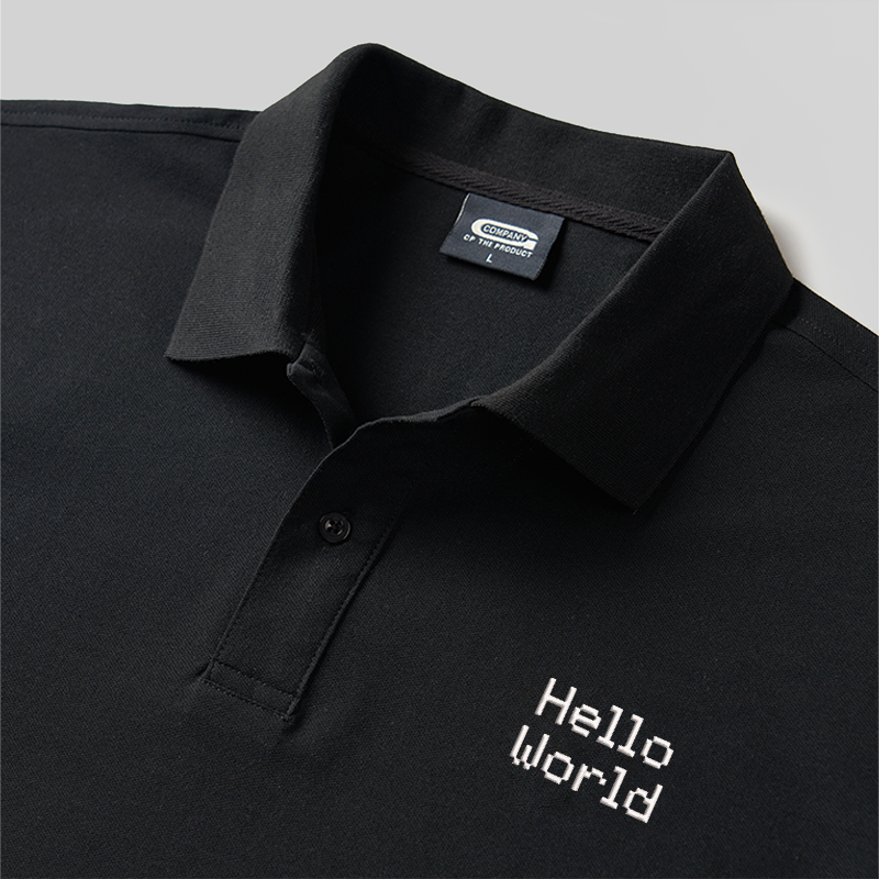 Hello World Geek Embroidered Polo Shirt