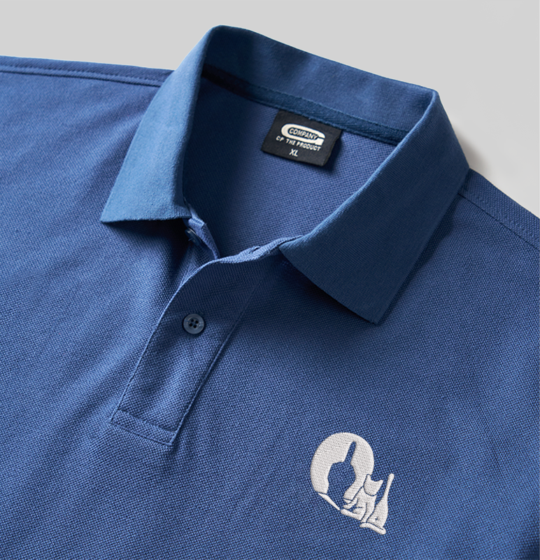 Look the Cat Geek Embroidered Polo Shirts