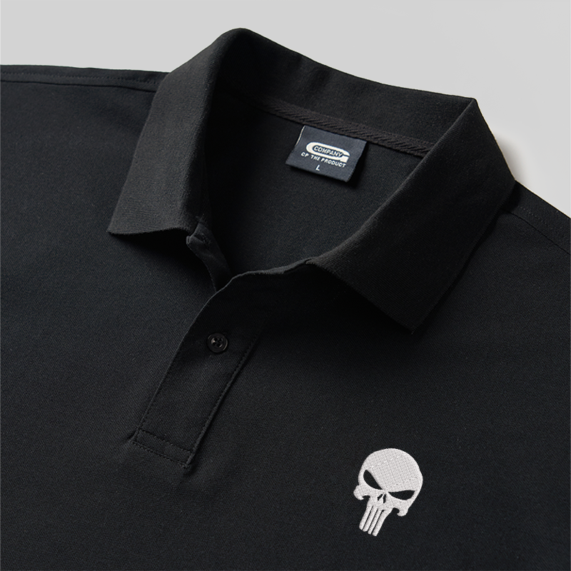 Skull of Justice Geek Embroidered Polo Shirts