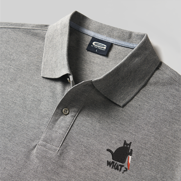 Cat (What ) Geek Embroidered Polo Shirt