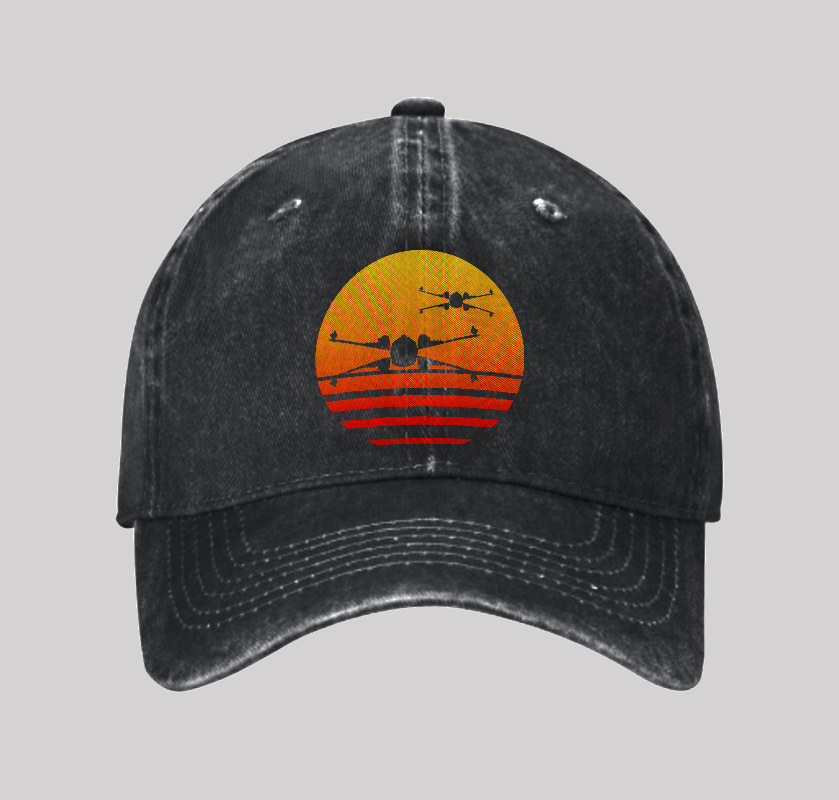 Sunset Wing Starfighter Geek Washed Vintage Baseball Cap