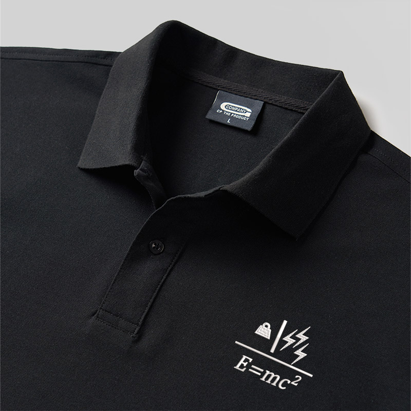 Mass to Energy Geek Embroidered Polo Shirts