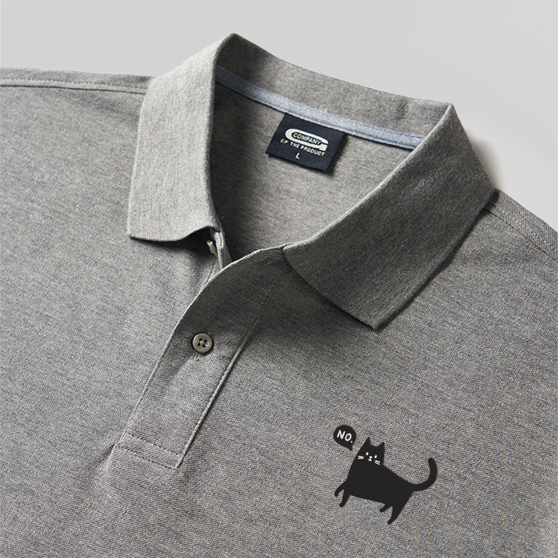 No Cat Geek Embroidered Polo Shirts