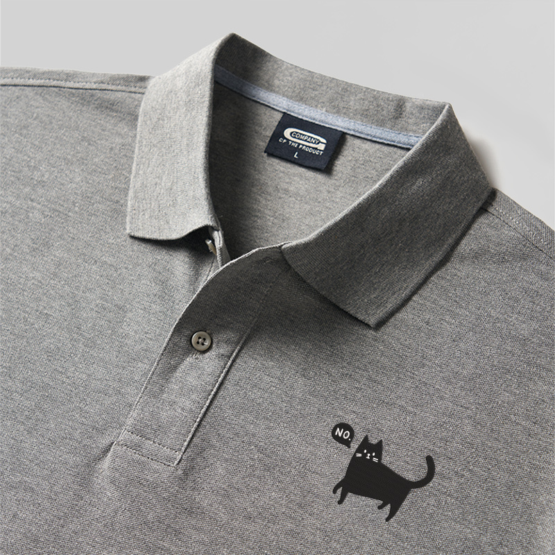 No Cat Geek Embroidered Polo Shirts