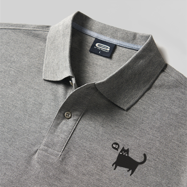 No Cat Geek Embroidered Polo Shirts