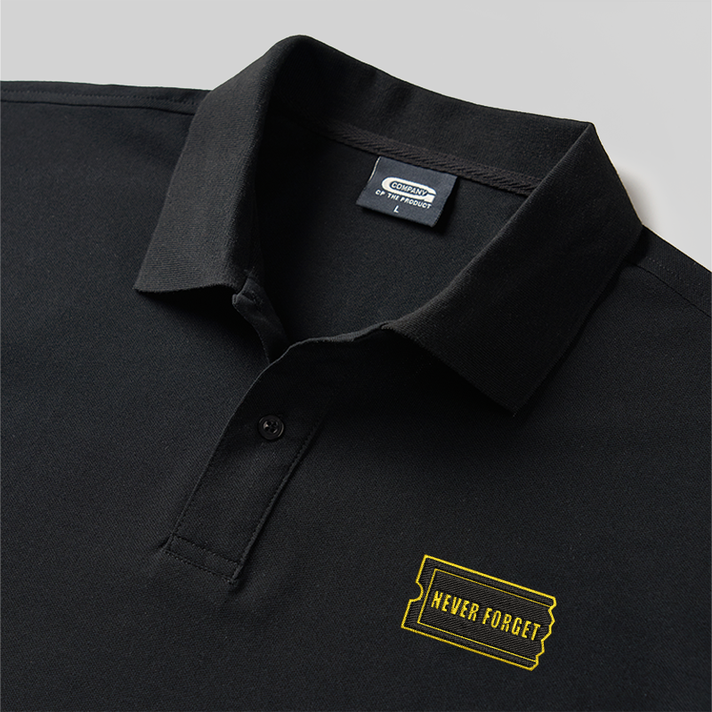 Never Forget Geek Embroidered Polo Shirt