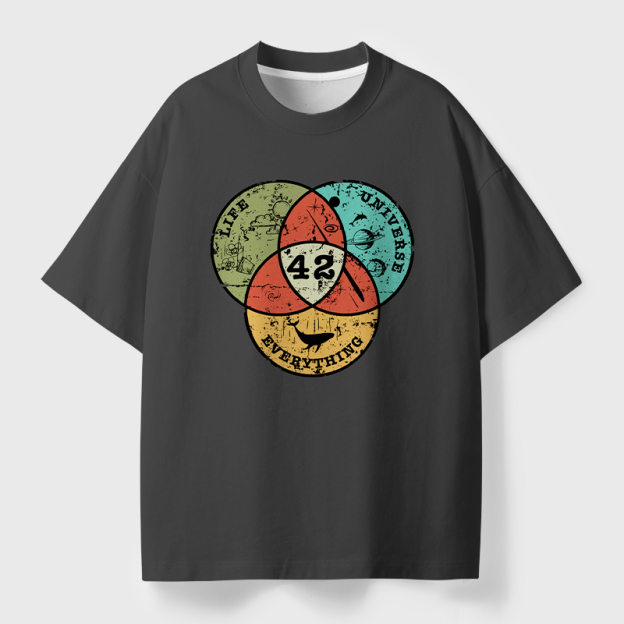 Life, the Universe & Everything Nerdy Geek Eco Oversized Graphic Tees