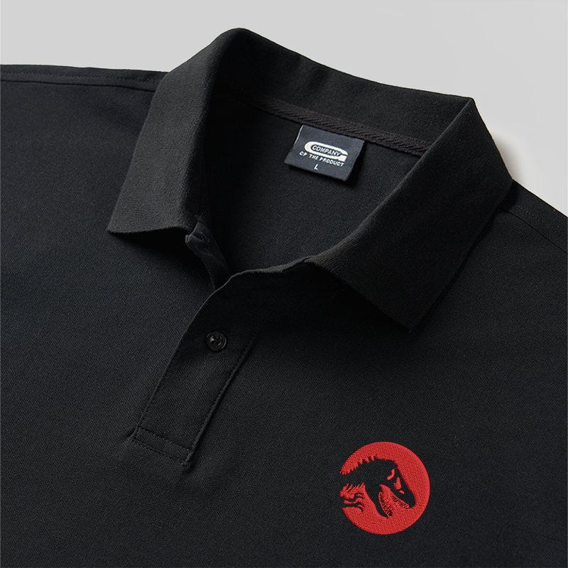 Jurassic Emblem Geek Embroidered Polo Shirt