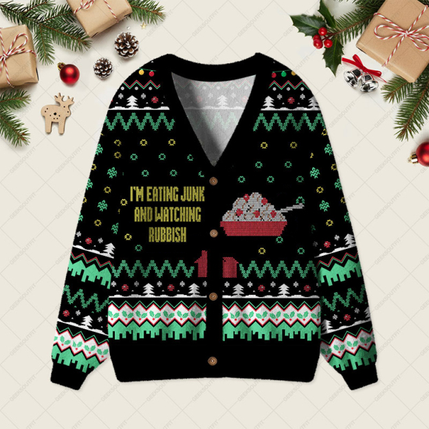 I'm Eating Junk and Watching Rubbish Geek Ugly Cardigan Sweaters 