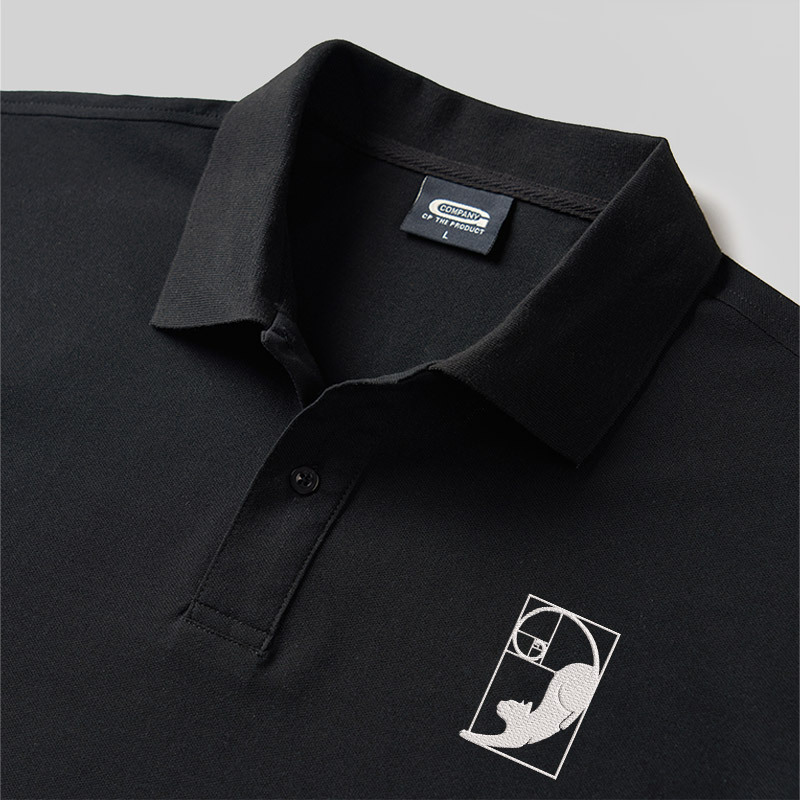 Fibonacci's Cat Geek Embroidered Polo Shirts