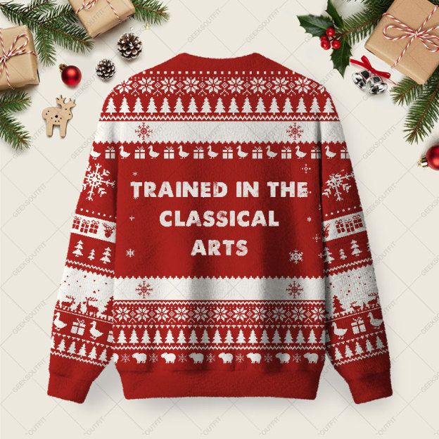 Trained In The Classical Arts Ugly Christmas Fuzzy Fleece Sweatshirt