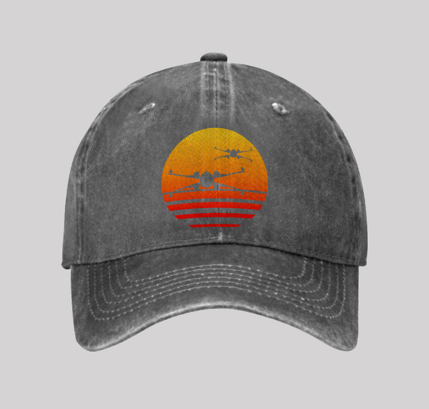 Sunset Wing Starfighter Geek Washed Vintage Baseball Cap