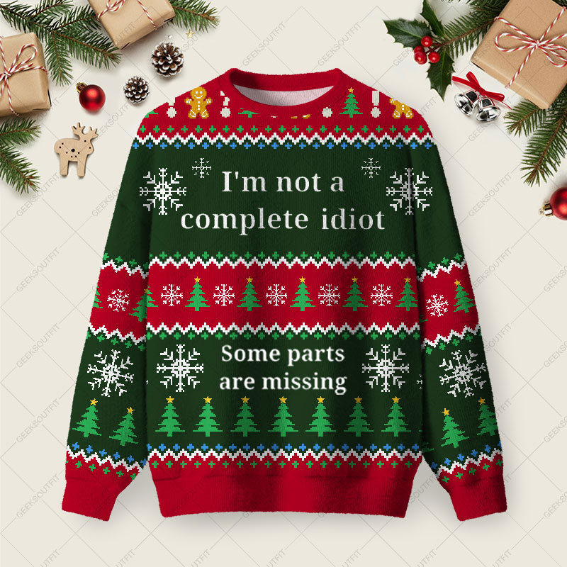 Funny Idiot Ugly Christmas Fuzzy Fleece Sweatshirt