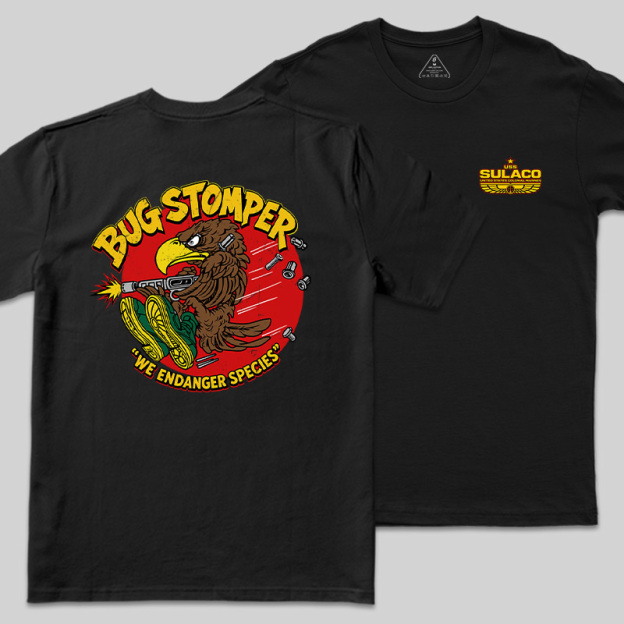 Bug Stomper Alien Front and Back Printed Geek T-Shirt