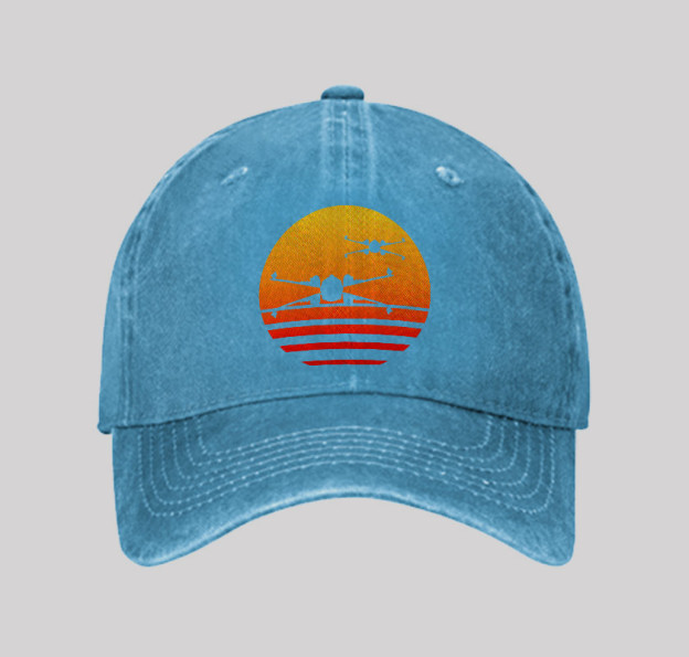 Sunset Wing Starfighter Geek Washed Vintage Baseball Cap