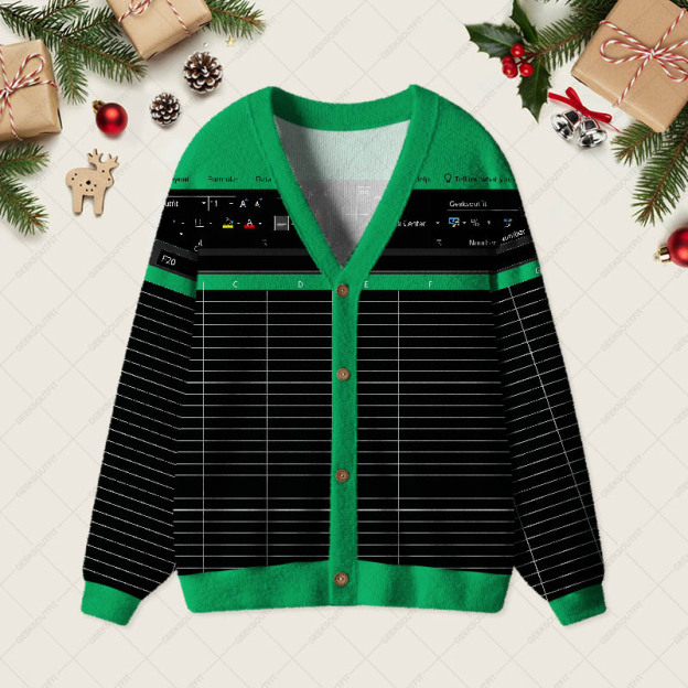 Excel Funny Night Mode Geek Ugly Cardigan Sweaters 