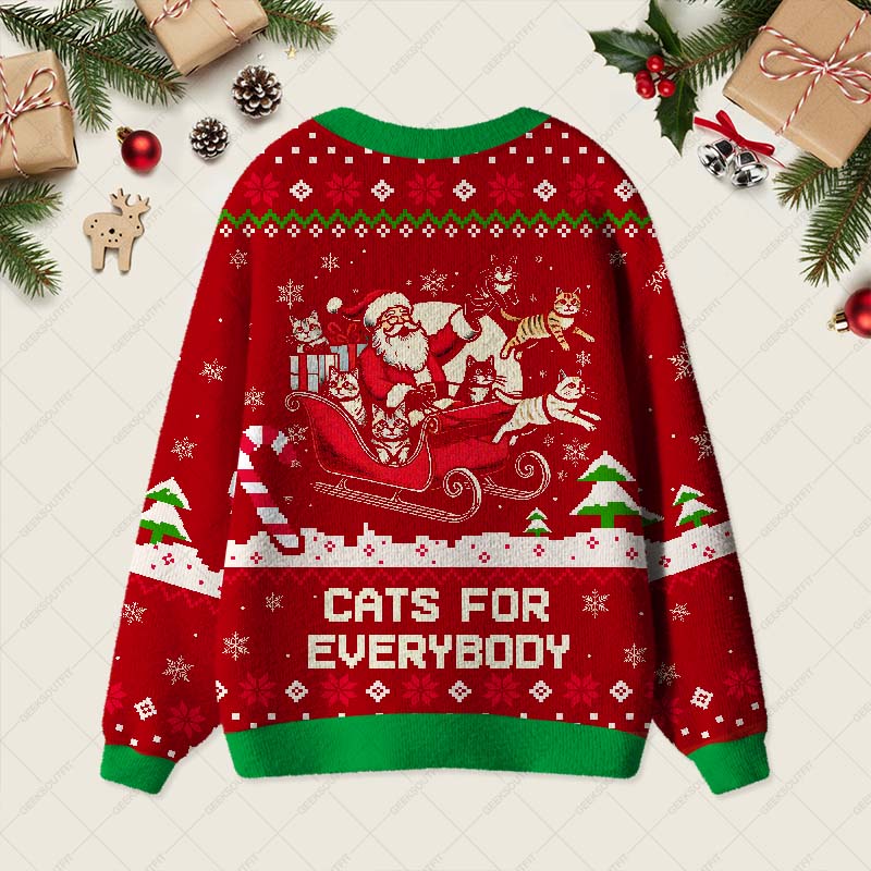 Christmas Cat Santa Cat Lover Geek Ugly Cardigan Sweaters 