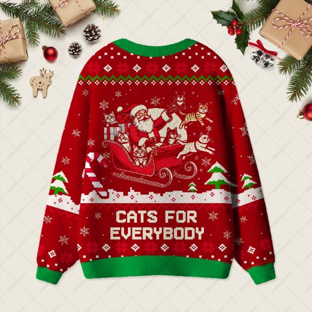 Christmas Cat Santa Cat Lover Geek Ugly Cardigan Sweaters 