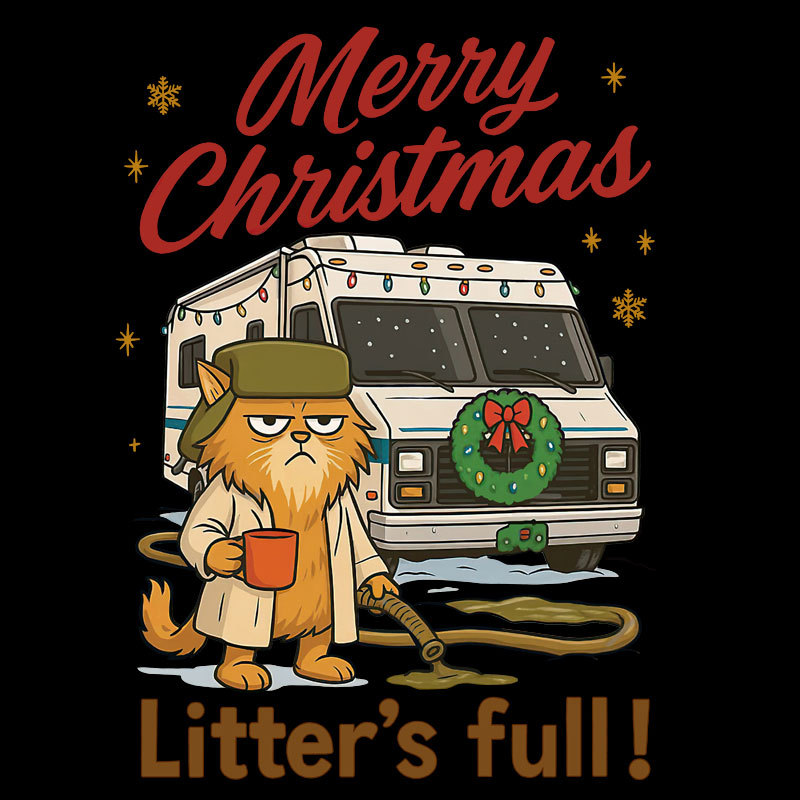 Merry Christmas Litter’s Full Funny Cat Geek T-Shirt