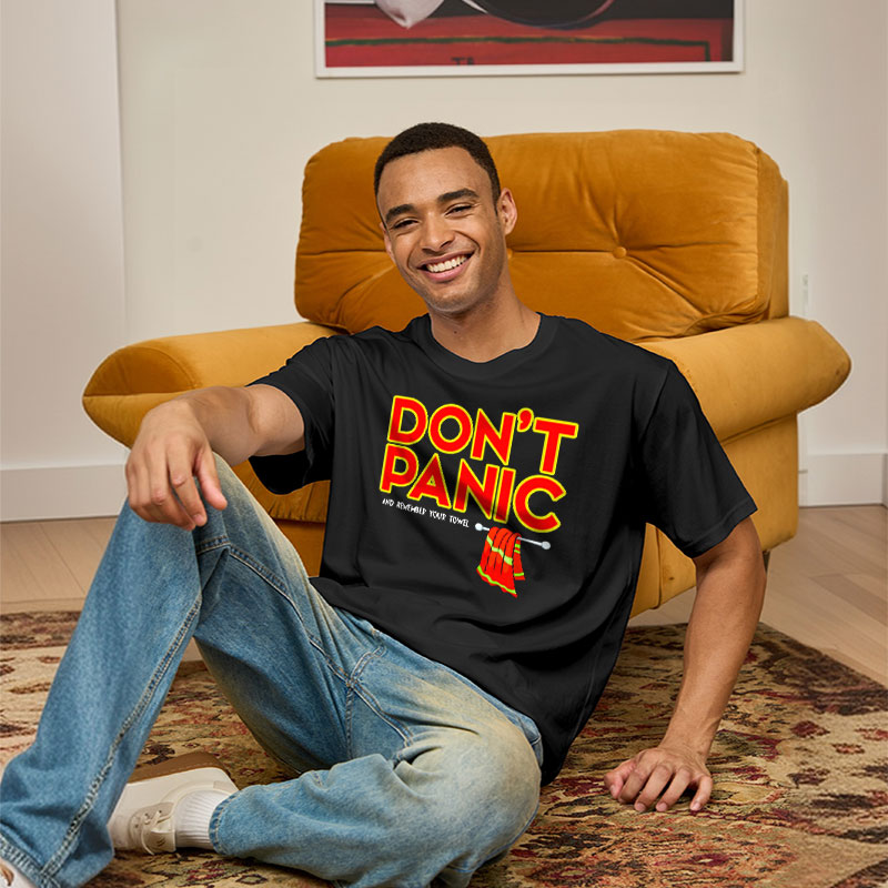 Don't Panic With Towel Geek T-Shirt