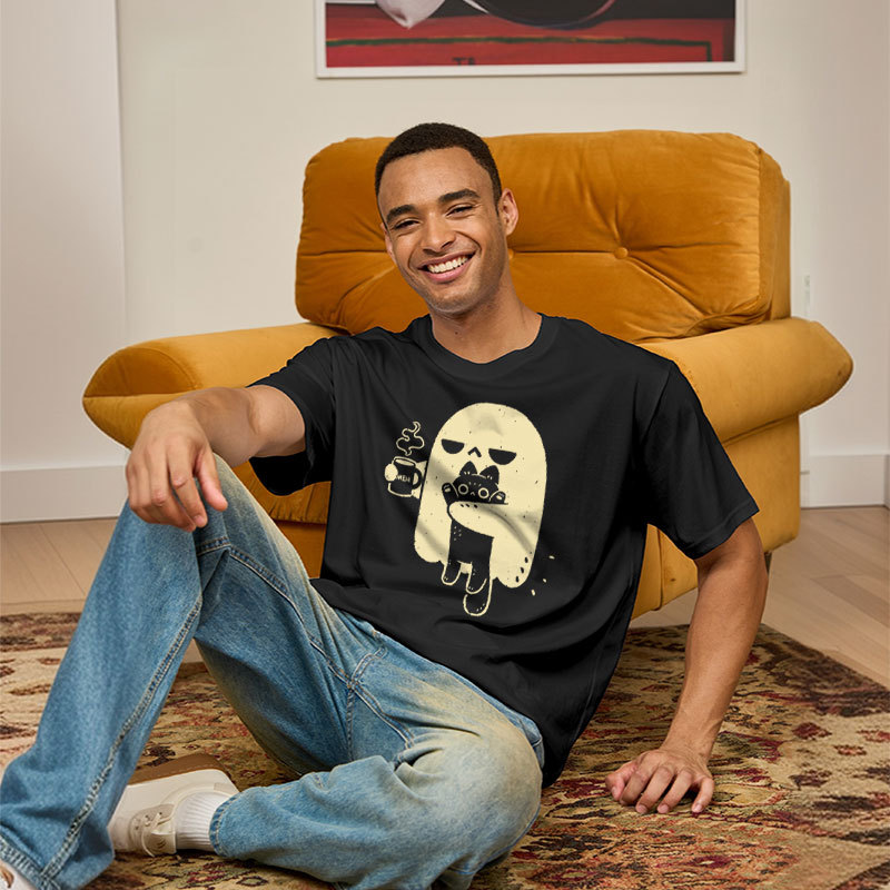 Cute Ghost Holding Cat Geek T-Shirt