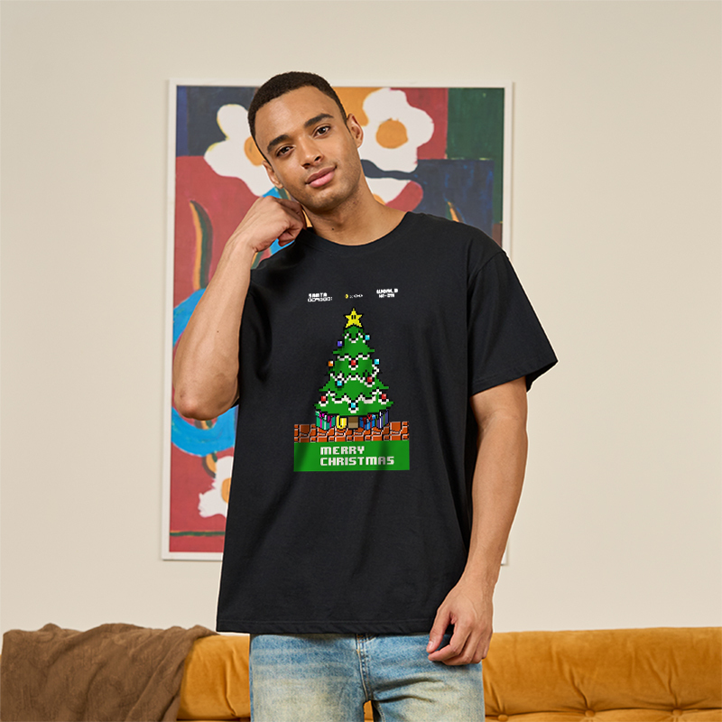 Pixel Merry Christmas Geek T-Shirt