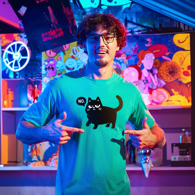 Black Cat Says No Geek T-Shirt