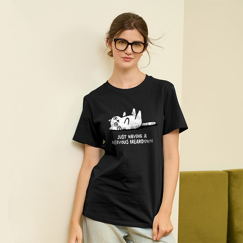 Nervous Breakdown Cat Geek T-Shirt
