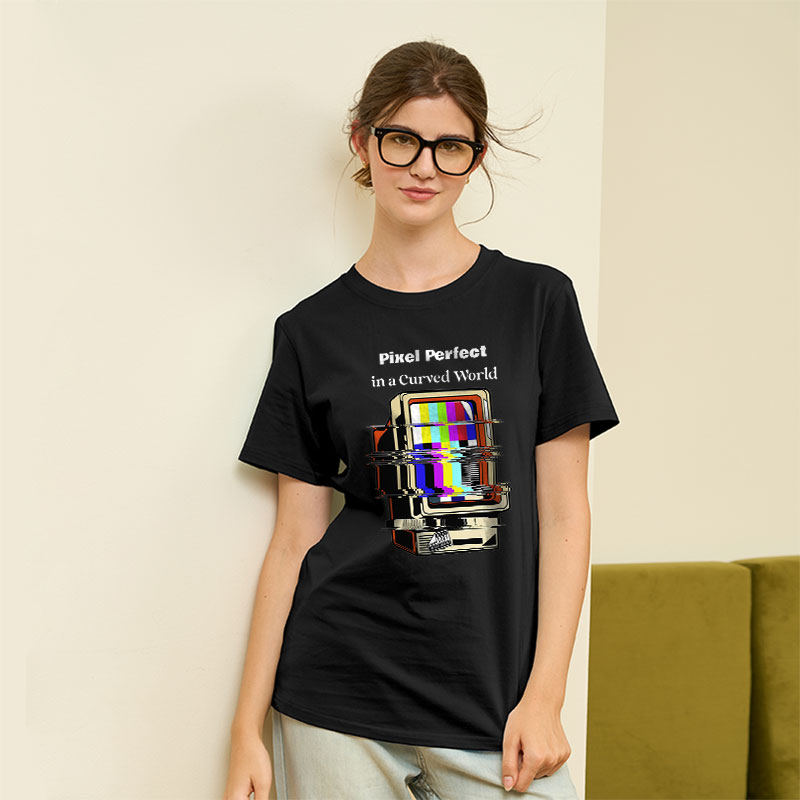 Pixel Perfect In A Curved World Geek T-Shirt