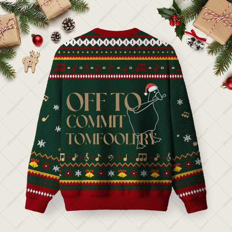 Off To Commit Ugly Christmas Fuzzy Fleece Sweatshirt