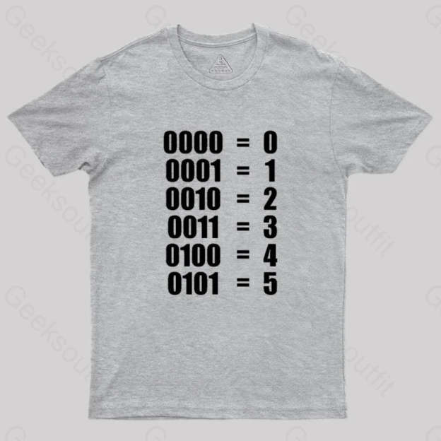 0 - 5 Binary Numbers Decimal Geek T-Shirt Grey / S