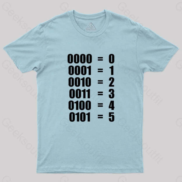0 - 5 Binary Numbers Decimal Geek T-Shirt Light Blue / S