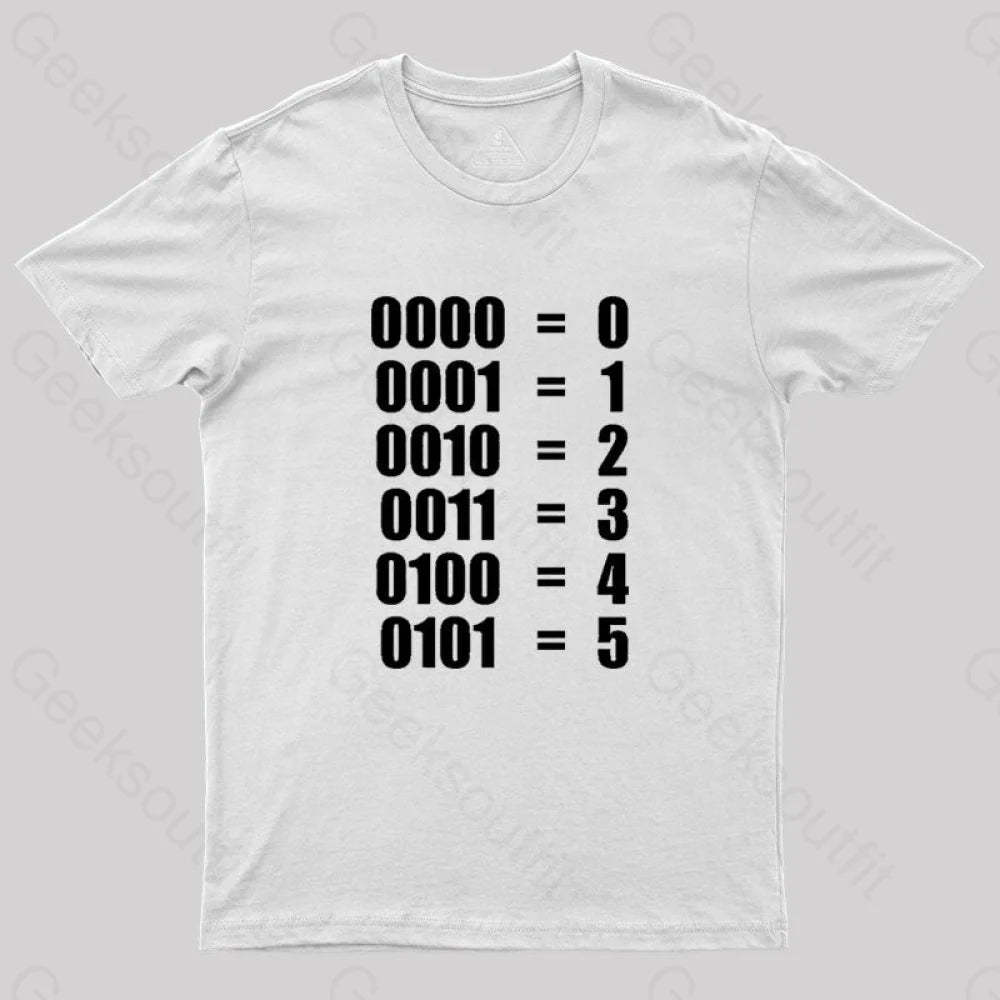 0 - 5 Binary Numbers Decimal Geek T-Shirt White / S