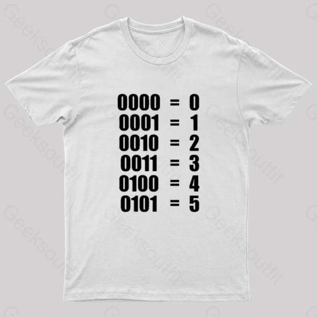 0 - 5 Binary Numbers Decimal Geek T-Shirt White / S