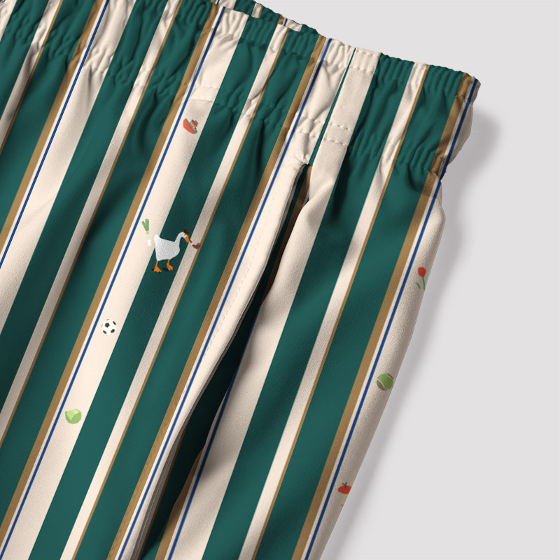 Striped Goose Green Geek Hawaiian Swim Trunks