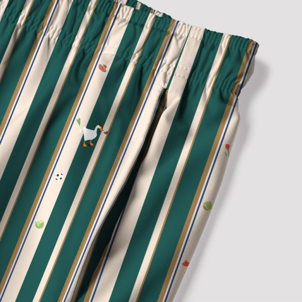 Striped Goose Green Geek Hawaiian Swim Trunks