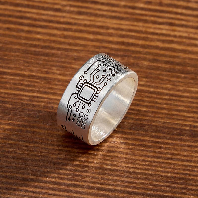 Circuit Board Geek Silver Bead