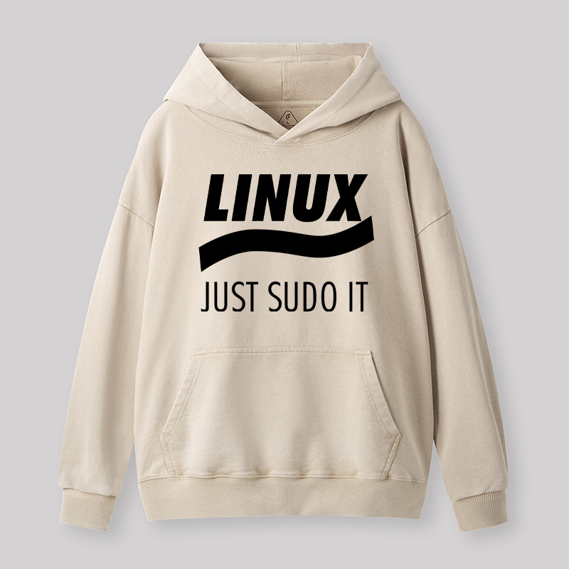 Linux Just Sudo It Geek Washed Hoodie