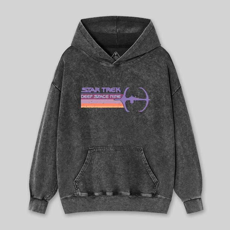 Live Long Deep Space Nine Distressed Vintage Logo Washed Hoodie