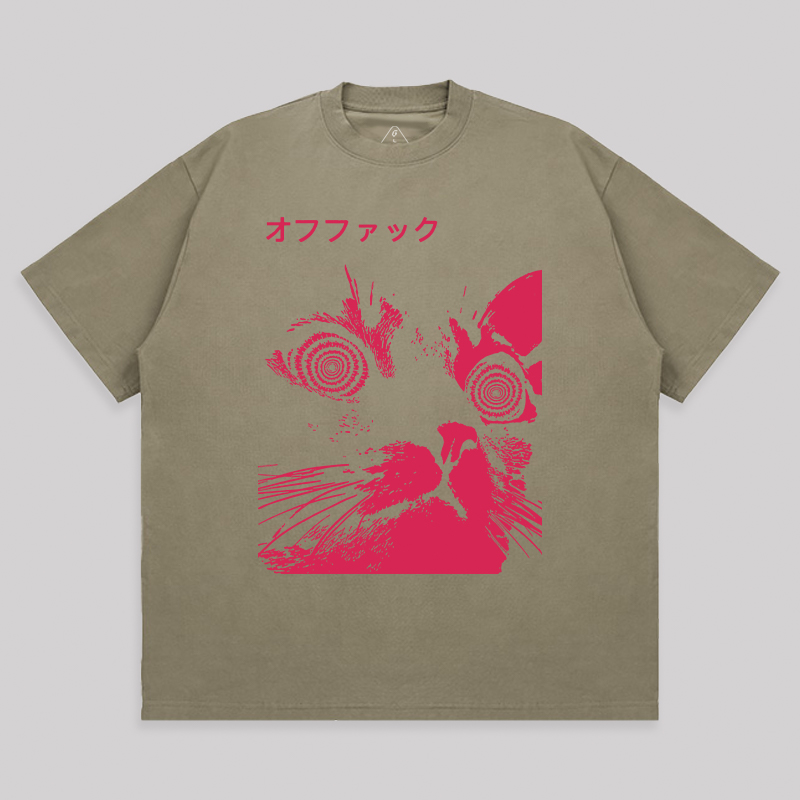 Vaporwave Cool Cat Unisex Oversized T-shirt