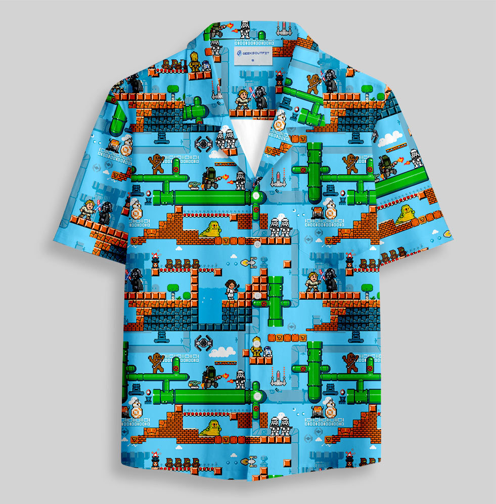 Classic Plumber Game Button Up Pocket Shirt