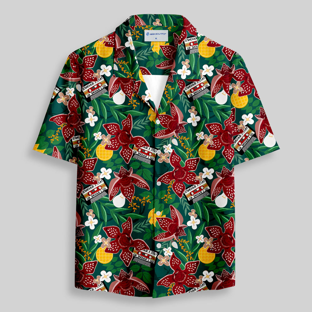 Stranger Things Jungle Piranha Button Up Pocket Shirt