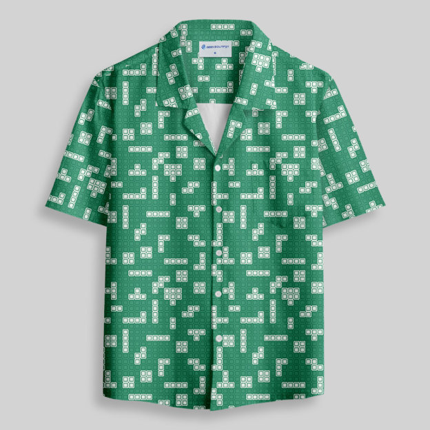 Retro Russian Games Green Button Up Pocket Shirt