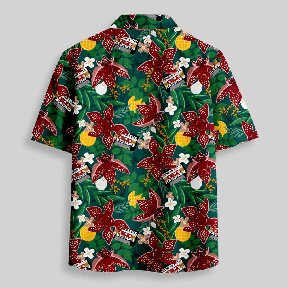 Stranger Things Jungle Piranha Button Up Pocket Shirt